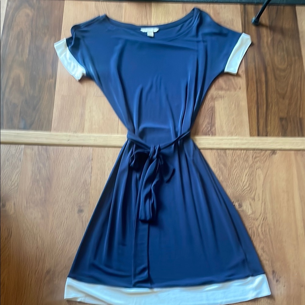 Banana Republic Navy Blue and white above knee length summer dress